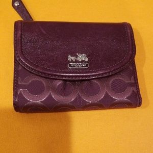 Coach Purple Tri-Fold Wallet